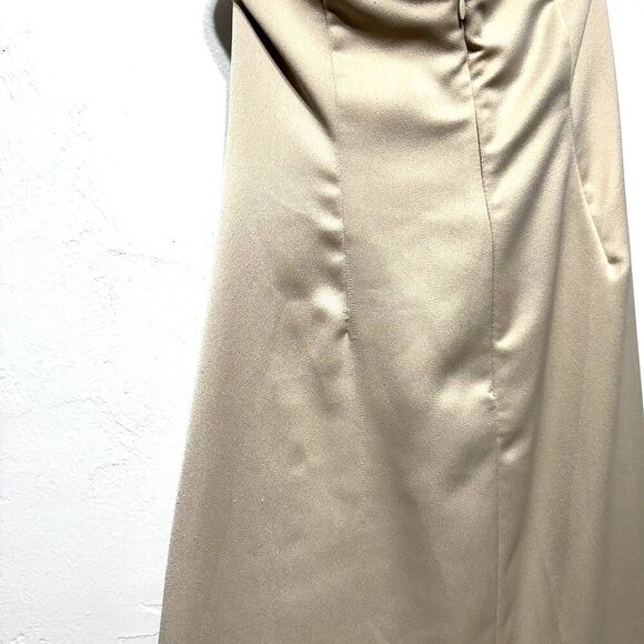 BHLDN Ruby Twist Halter Dress Satin Full Length Champagne Formal Wedding sz US 0 - Picture 13 of 16